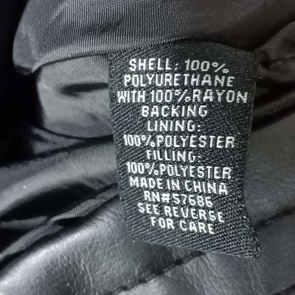 Outer Edge Moto Jacket Faux Leather Black Size Medium Side Zipper Fully Lined - Picture 8 of 9